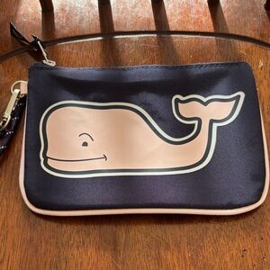 Vineyard Vines Whale Design Navy and Pink Pouch